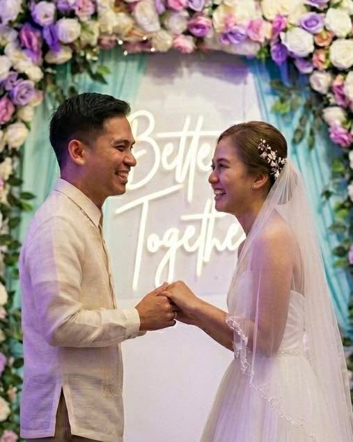 Wedding couple at the altar inside Catering Trio PH function room